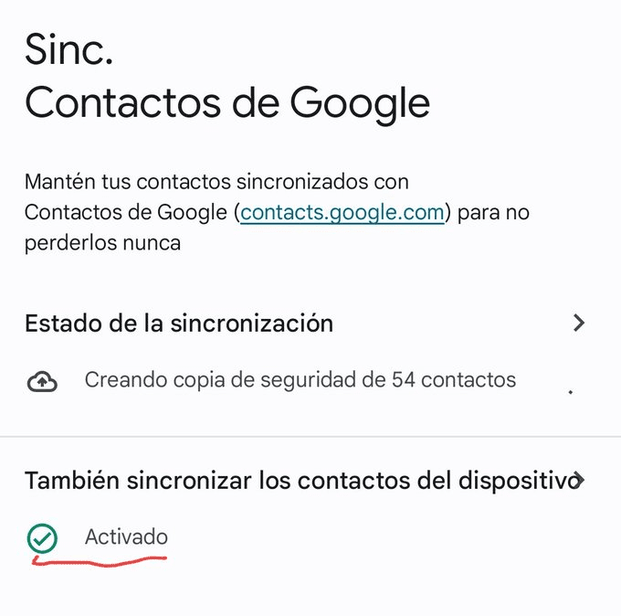 Guía completa de sincronización de contactos en Google 6 Captura de pantalla de sincronización de contactos en Google
