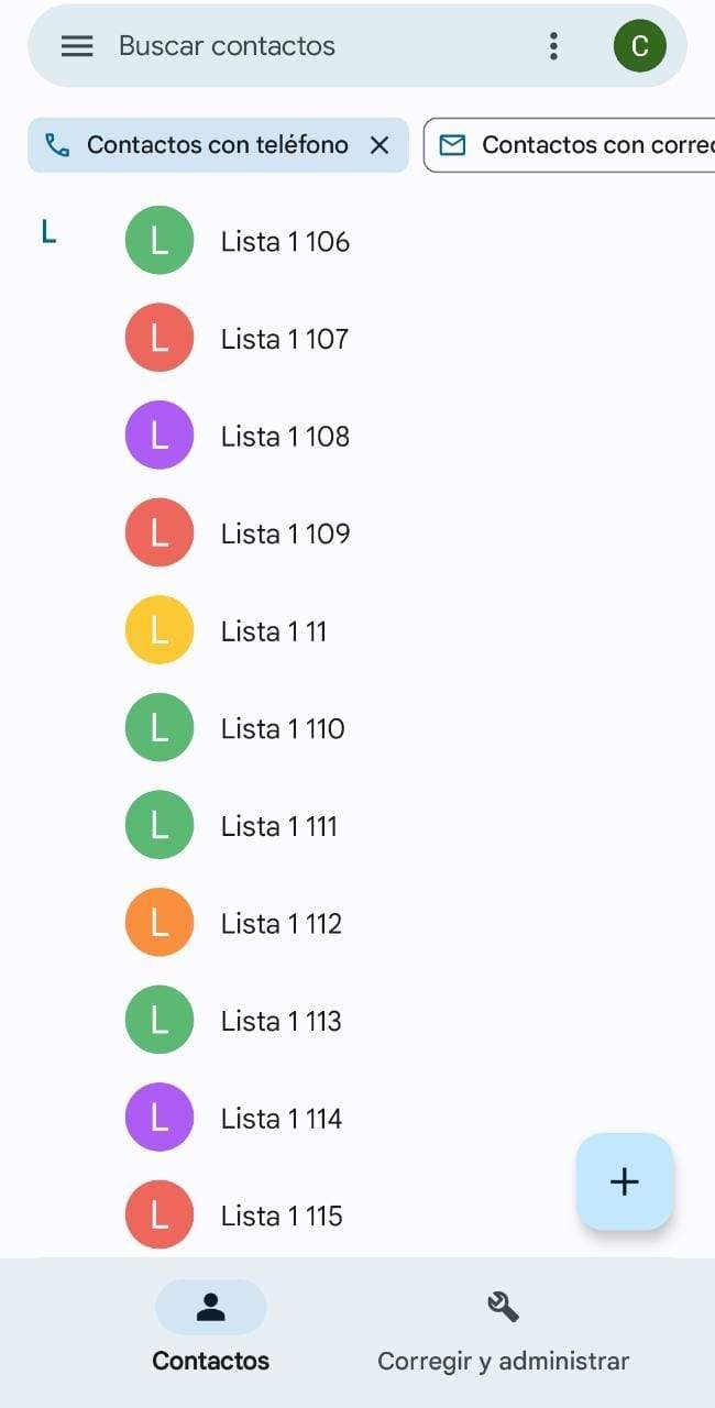 Guía completa de sincronización de contactos en Google 3 Lista de contactos en la aplicación contactos de Google