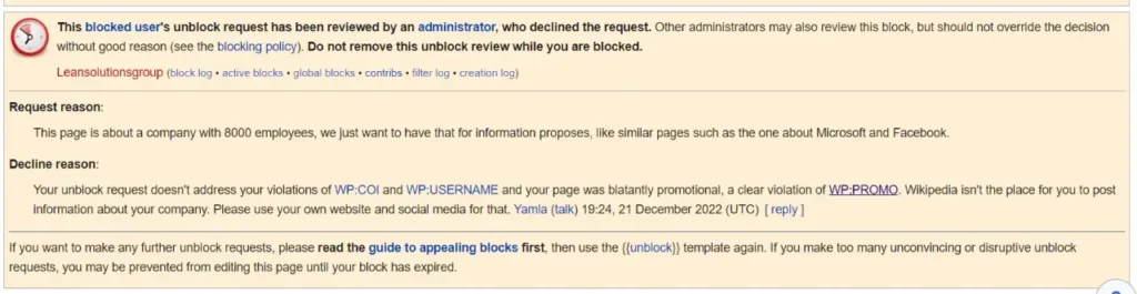 user blocked wikipedia