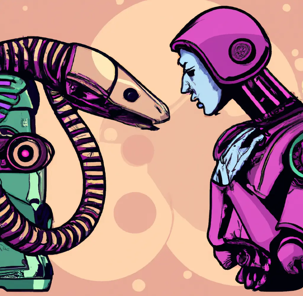 Una culebra y un robot.