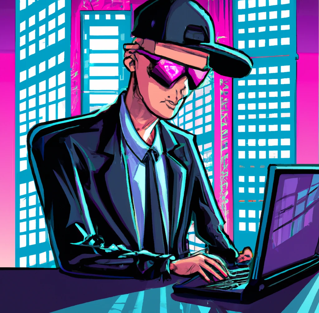 Hacker con traje de oficina.