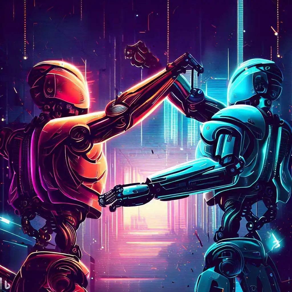Dos robots luchando.