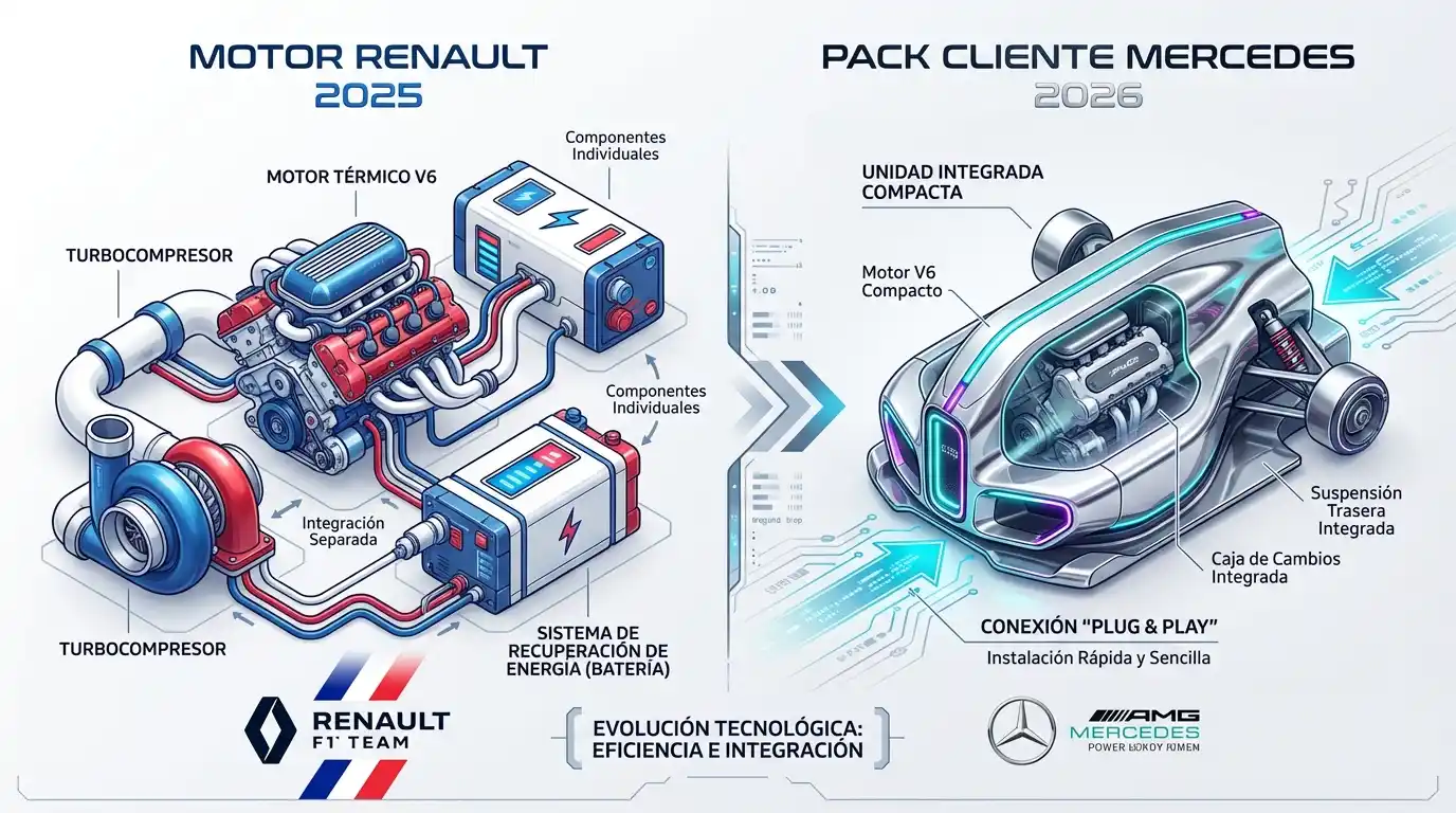 Comparativa visual: La transición de fabricante integral (Renault) a cliente optimizado (Mercedes) ha permitido a Alpine compactar la zona trasera del A526.