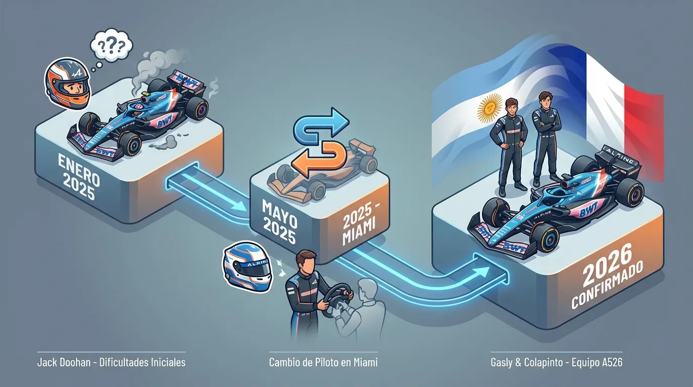 Cronología del asiento número 2: Del difícil inicio de Doohan al ascenso meteórico de Franco Colapinto.