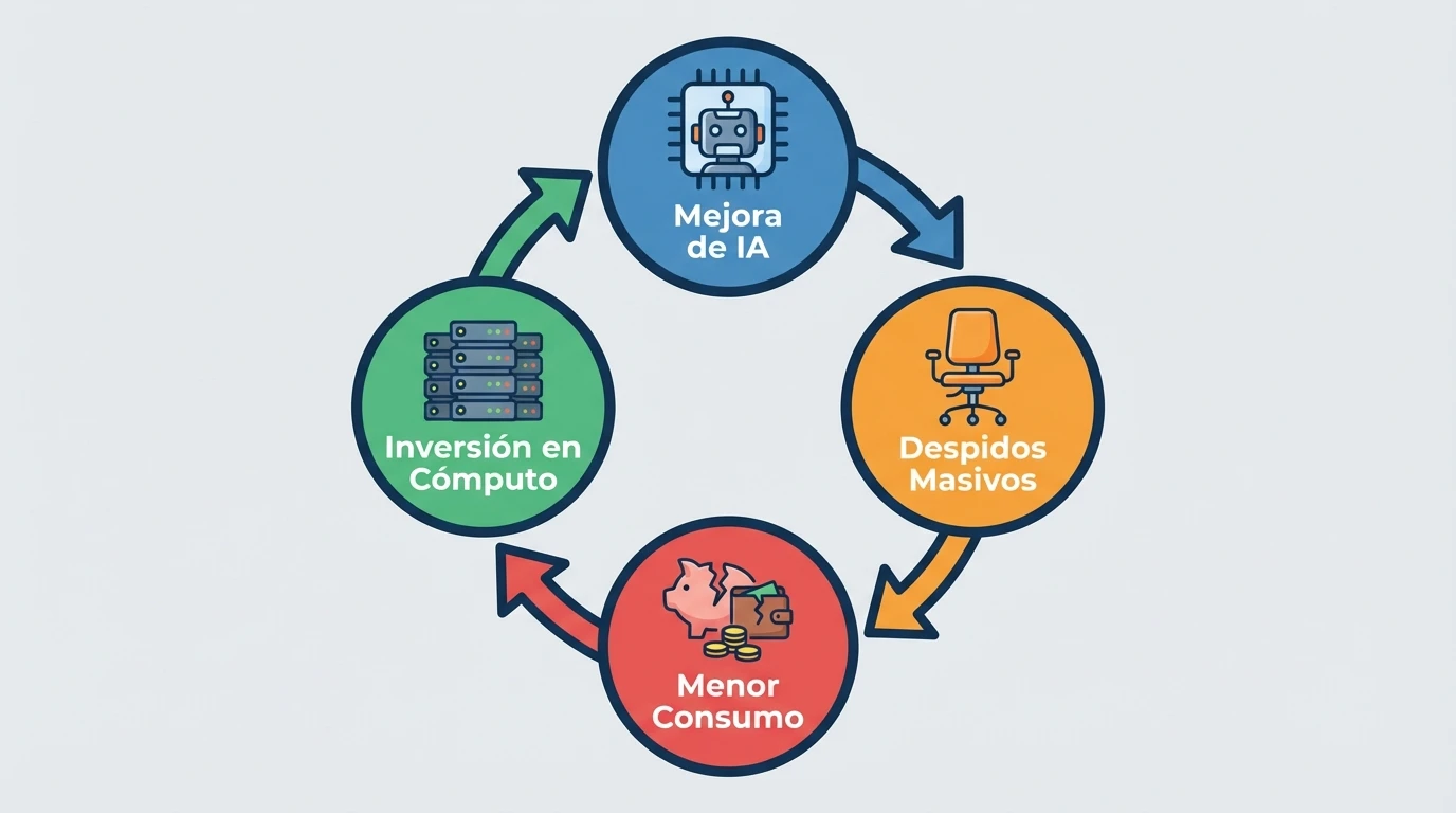 ¿Qué va a pasar con la IA en los próximos 2 años? El relato que aterrorizó a Wall Street 1 El 'Bucle de Retroalimentación Negativa' descrito en el informe: cómo la eficiencia empresarial podría asfixiar la economía de consumo.