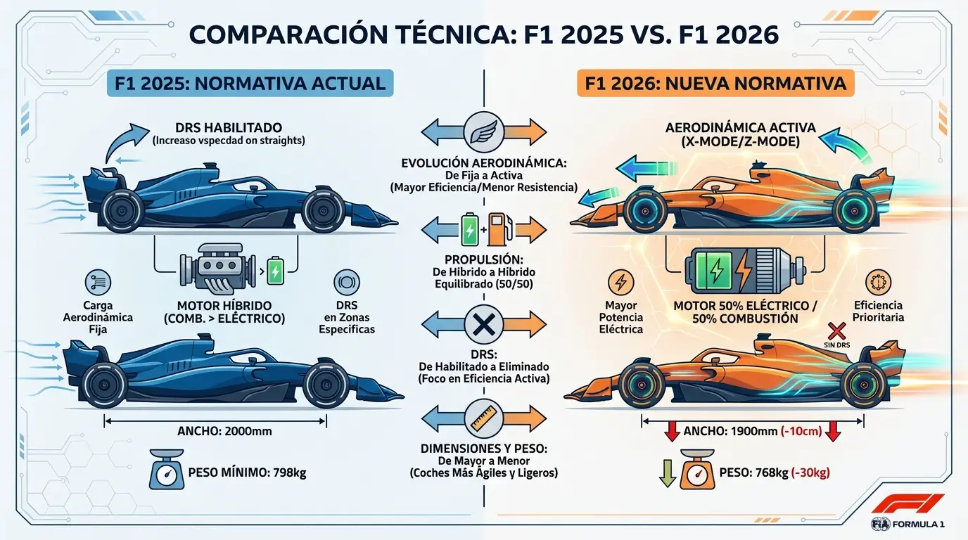 El AMR26 de Aston Martin: análisis a fondo de la pretemporada 2 La revolución técnica de 2026: Coches más estrechos, más ligeros y con aerodinámica activa que sustituye al DRS.