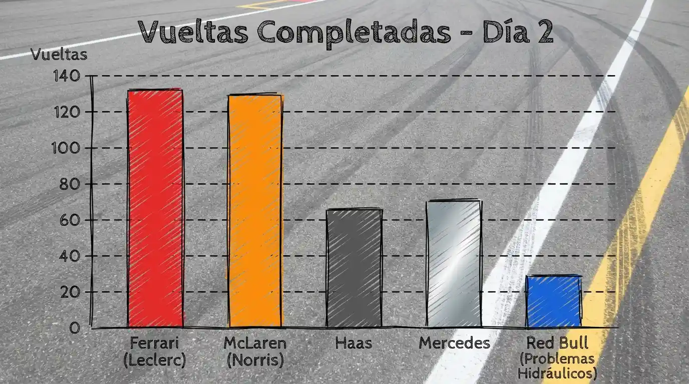 Bahréin 2026: ¿el renacer de Ferrari con el SF-26? 2 Comparativa de fiabilidad y rodaje en el segundo día de test: Ferrari y McLaren dominaron la pista mientras sus rivales directos sufrieron contratiempos técnicos.
