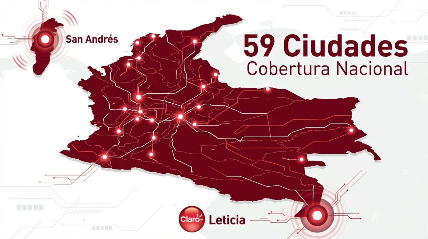 Claro lleva 5G a San Andrés y Leticia y suma 59 zonas 1 Mapa de expansión: Con la conexión de los extremos norte y sur, la red 5G alcanza 59 municipios estratégicos.