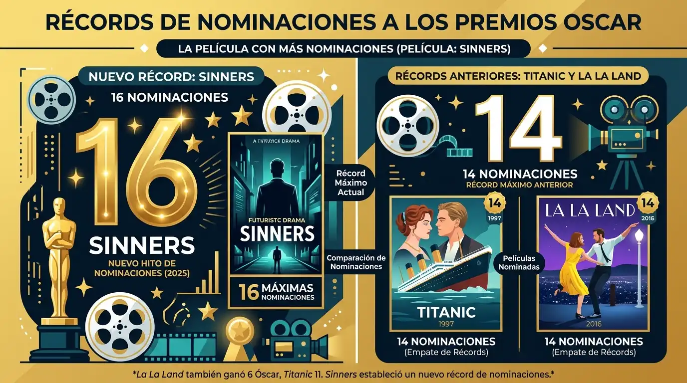 Oscars 2026: Análisis de los ganadores y perdedores de la edición 98 2 Evolución del récord histórico de nominaciones en los Premios de la Academia.