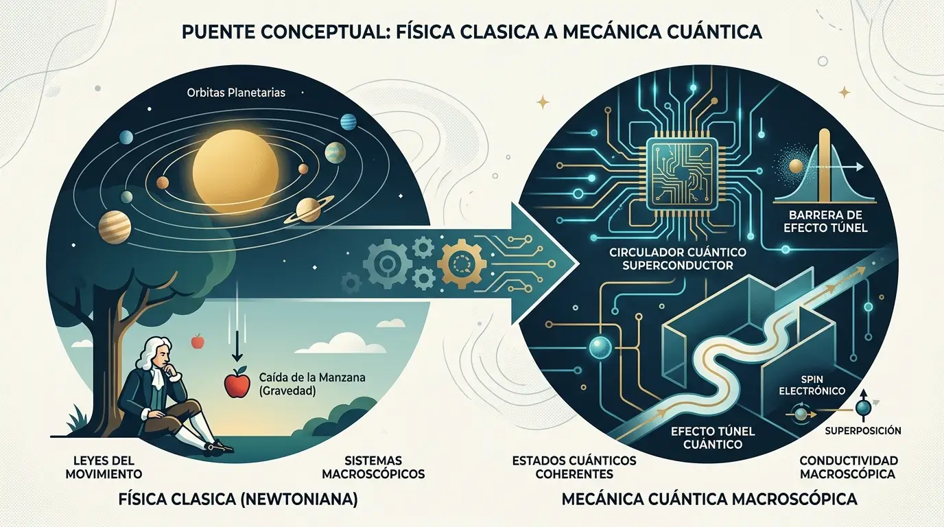 El puente entre la mecánica clásica de Newton y el tunelamiento cuántico macroscópico.