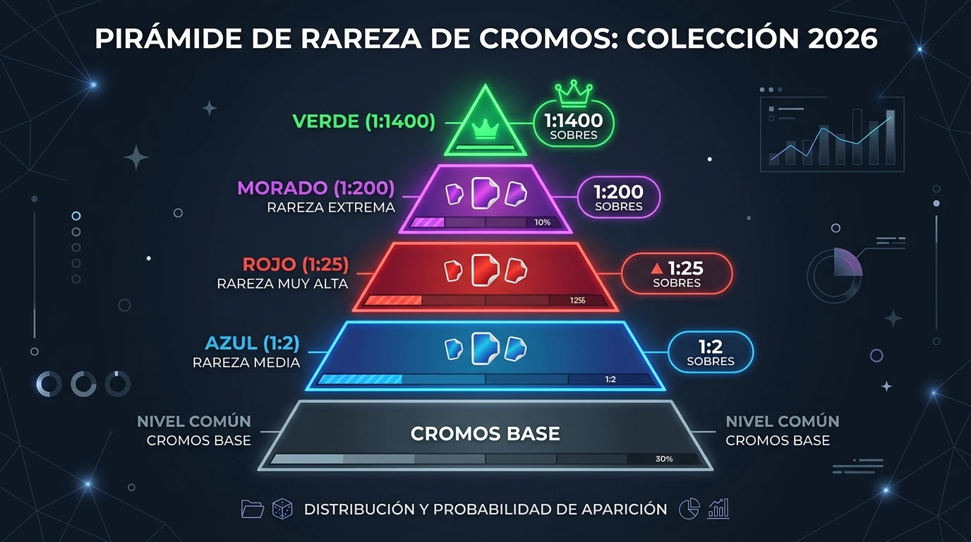 Probabilidades de aparición de las estampas paralelas en la colección oficial 2026.