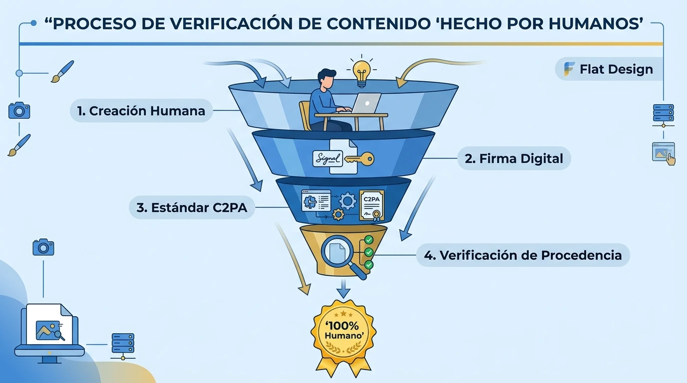 ¿Qué es el concepto human-made en la era de la IA? 2 El proceso técnico de certificación C2PA que permite identificar el contenido de autoría humana frente al sintético.