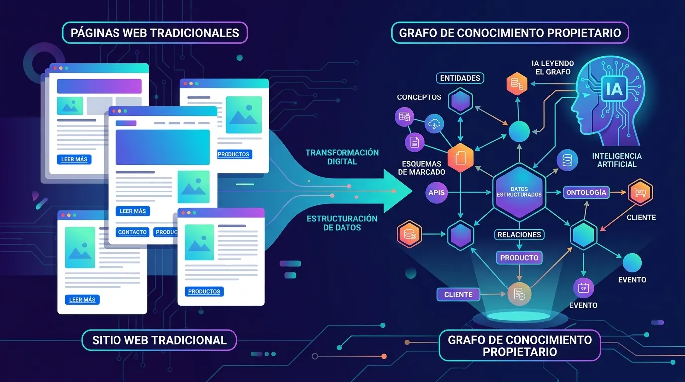 El impacto del agentic search de Google en las estrategias SEO actuales 2 Transición del diseño web tradicional a Grafos de Conocimiento Propietarios optimizados para el escaneo de Inteligencia Artificial.