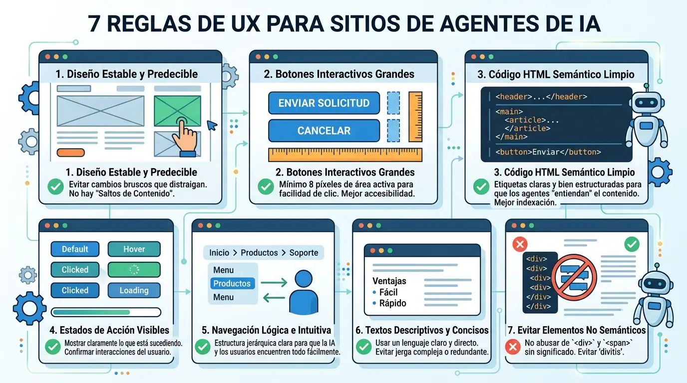 Preceptos de diseño de interfaces para agentes de IA: alineación de la accesibilidad humana con la lectura de máquinas.