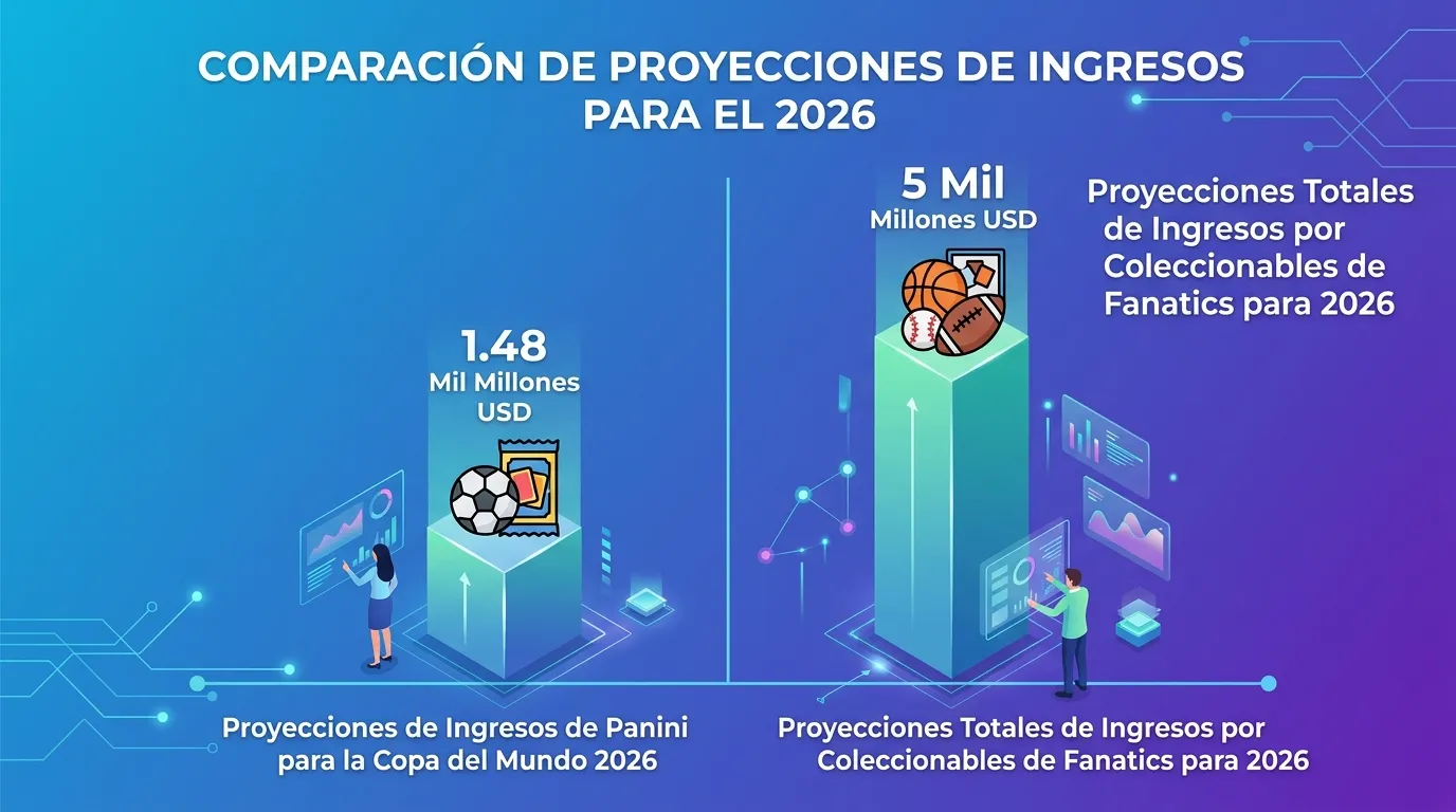 Comparativa de proyecciones de ingresos para 2026 entre Panini y Fanatics.
